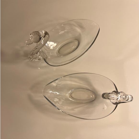 Vintage Duncan & Miller Clear Glass Open Back Swan Dishes - Picture 3 of 7